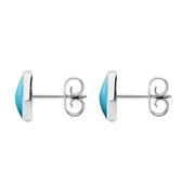 Sterling Silver Turquoise 8mm Classic Large Round Stud Earrings, E004.
