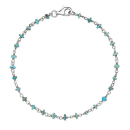 Sterling Silver Turquoise Bead Chain Bracelet. B945.