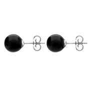 Sterling Silver Whitby Jet 8mm Ball Stud Earrings, E1345_2