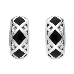 Sterling Silver Whitby Jet Curved Two Piece Set P2712 E2023