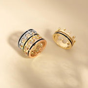 Sterling Silver Whitby Jet Diamond Tiara Double Band Ring. R1234 _2