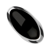 Sterling Silver Whitby Jet Large Oval Statement Ring, R013.