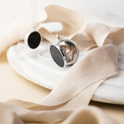 Sterling Silver Whitby Jet Large Round Locket, P3551C.