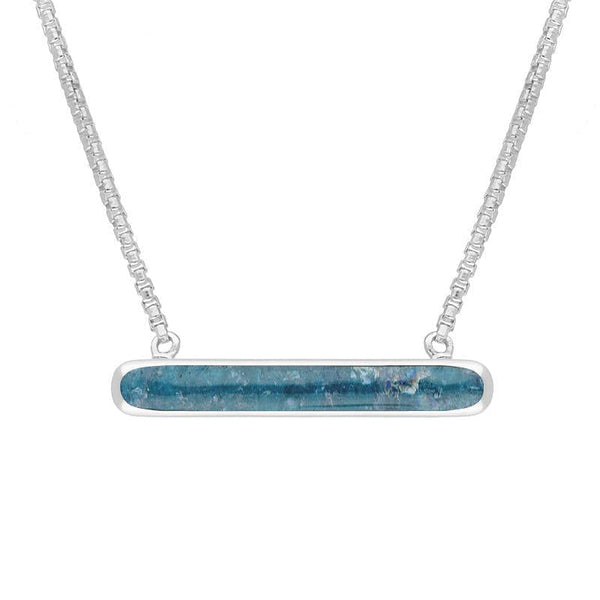 Sterling Silver Whitby Jet Lineaire Oval Necklace, N1001.