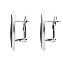 Sterling Silver Whitby Jet Oval Flat Omega Stud Earring, E084.