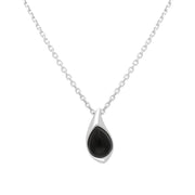 Sterling Silver Whitby Jet Teardrop Pendant, P2529