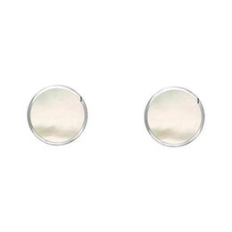 Sterling Silver White Mother of Pearl 4mm Classic Small Round Stud Earrings, E001