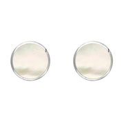 Sterling Silver White Mother of Pearl 6mm Classic Medium Round Stud Earrings, E003