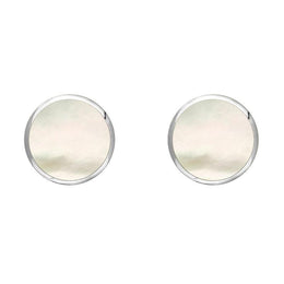 Sterling Silver White Mother of Pearl 6mm Classic Medium Round Stud Earrings, E003