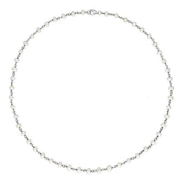 Sterling Silver White Pearl Bead Chain Link Necklace, N952_16W.