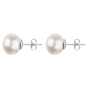 Sterling Silver 10mm White Freshwater Pearl Stud Earrings E625