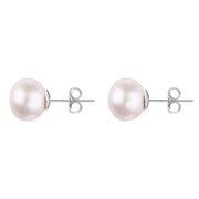 Sterling Silver 8mm Pink Freshwater Pearl Stud Earrings E629