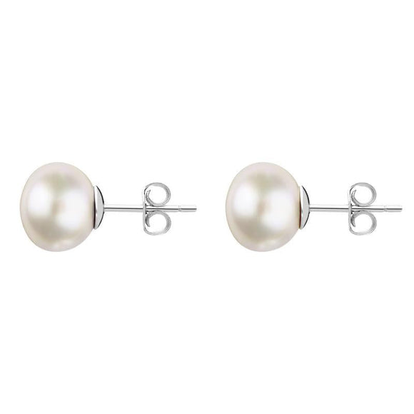 Sterling Silver 8mm White Freshwater Pearl Stud Earrings E624