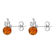 Sterling Silver Amber 6mm Ball Bee Stud Earrings E2527