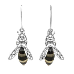 Sterling Silver Amber Body Bee Drop Earrings E2325