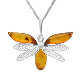 Sterling Silver Amber Moth Necklace P3502