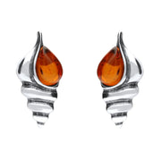 Sterling Silver Amber Shell Stud Earrings E2333