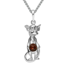 Sterling Silver Amber Small Mouse Necklace P3493