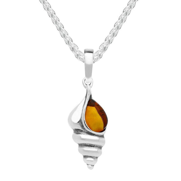 Sterling Silver Amber Small Shell Necklace P3329