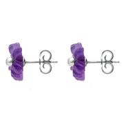 Sterling Silver Amethyst Tuberose Daisy Stud Earrings, E2161.