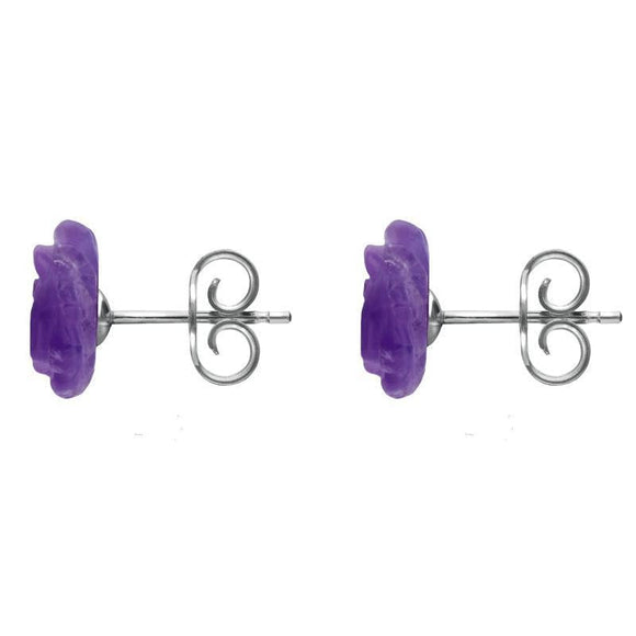 Sterling Silver Amethyst Tuberose Rose Stud Earrings, E2150.