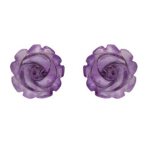 Sterling Silver Amethyst Tuberose Rose Stud Earrings, E2151.