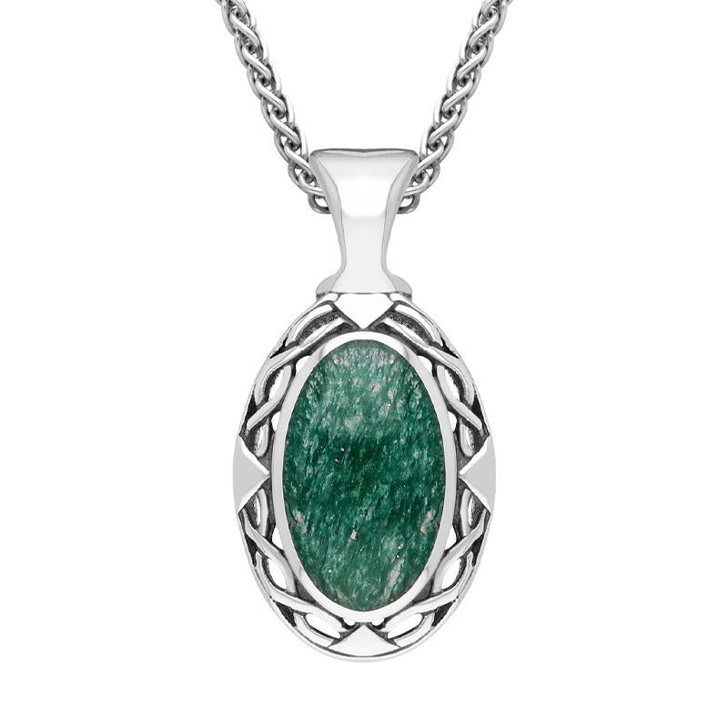 Sterling Silver Aventurine Oval Celtic Necklace P247