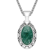 Sterling Silver Aventurine Oval Celtic Necklace P247