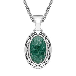 Sterling Silver Aventurine Oval Celtic Necklace P247