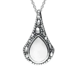 Sterling Silver Bauxite Stone Teardrop Oxidised Necklace P2535