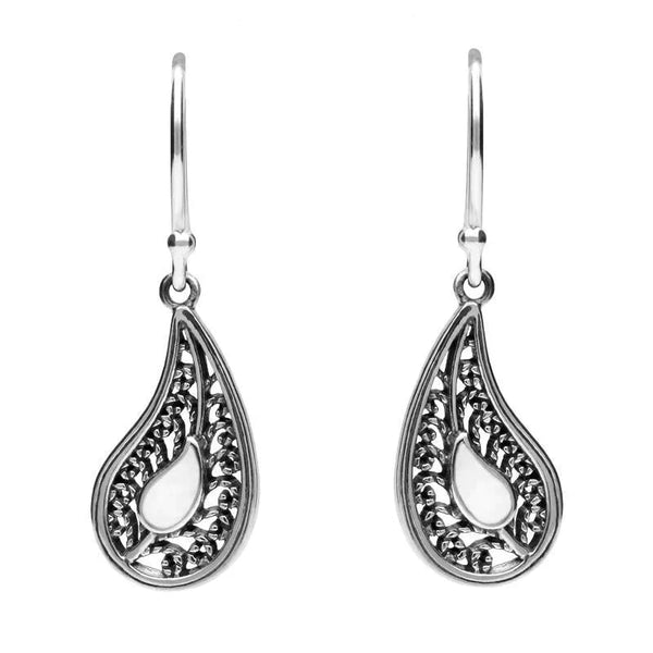 Sterling Silver Bauxite Teardrop Oxidised Drop Earrings, E1925.