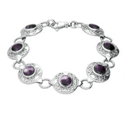 Sterling Silver Blue John Seven Stone Round Celtic Bracelet, B200.