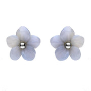 Sterling Silver Blue Chalcedony Tuberose Pansy Stud Earrings, E2153.