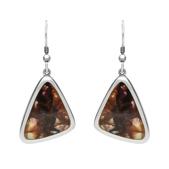 Sterling Silver Blue John Abstract Triangle Hook Drop Earrings, E1281