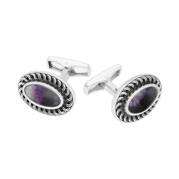 Sterling Silver Blue John Crescent Cufflinks CL538