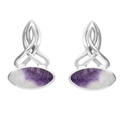 Sterling Silver Blue John Celtic Long Marquise Stud Earrings E977