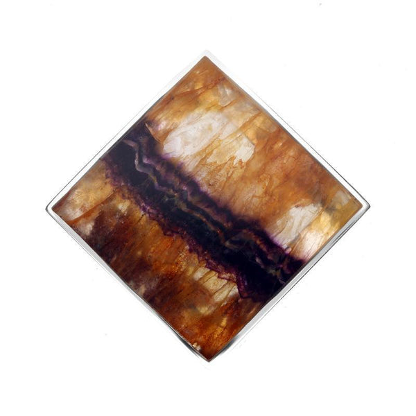 Sterling Silver Blue John Contemporary Square Brooch