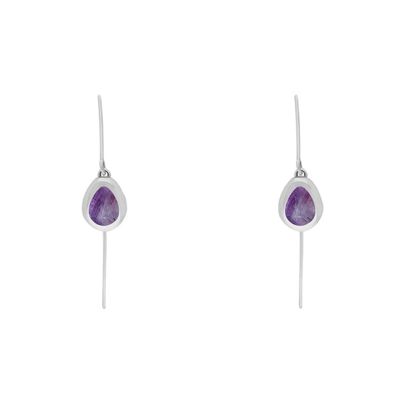 Sterling Silver Blue John Cross Disc Drop Earrings