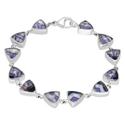 Sterling Silver Blue John Curved Triangle Bracelet. B244.