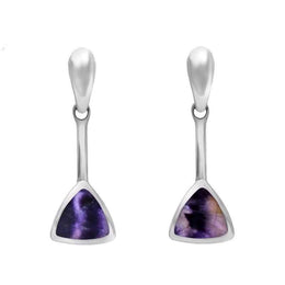 Sterling Silver Blue John Curved Triangle Drop Earrings E032