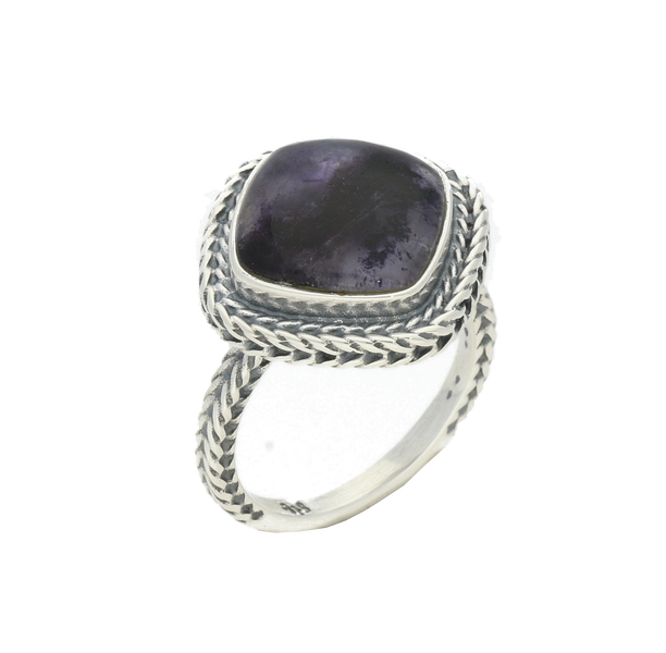 Sterling Silver Blue John Cushion Foxtail Ring. R851