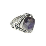 Sterling Silver Blue John Cushion Foxtail Ring, R848.