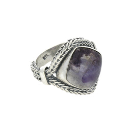 Sterling Silver Blue John Cushion Foxtail Ring, R848.