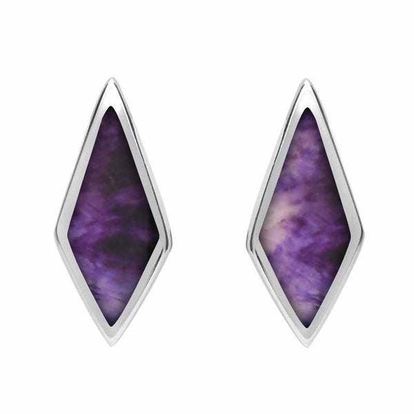 Sterling Silver Blue John Diamond Shaped Stud Earrings. E282.