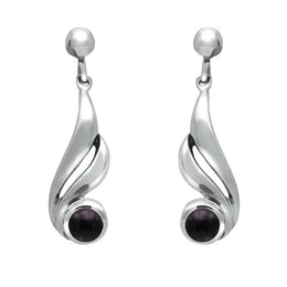 Sterling Silver Blue John Double Twist Drop Earrings. E077. 