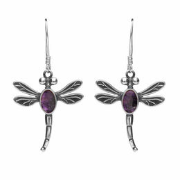 Sterling Silver Blue John Dragonfly Hook Earrings E1754