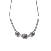 Sterling Silver Blue John Foxtail Oval Necklace, N971.