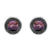 Sterling Silver Blue John Foxtail Round Stud Earrings. E1455.