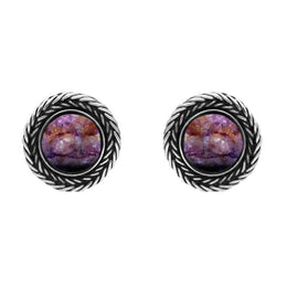 Sterling Silver Blue John Foxtail Round Stud Earrings. E1455.