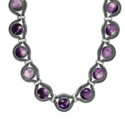 Sterling Silver Blue John Foxtail Seventeen Stone Necklace N498